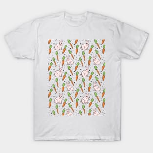 Rabbits in carrots field pattern T-Shirt